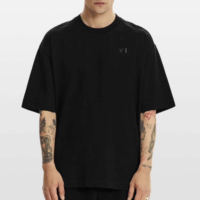 LVALI Stack Heavyweight Oversized Organic T-Shirt Made in EU - SOLID BLACK