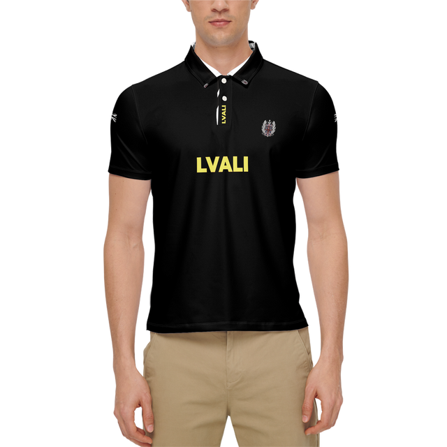 LVALI Brit B&W Men's Slim Fit Short-Sleeve Polo Shirt-Heavyweight 225g