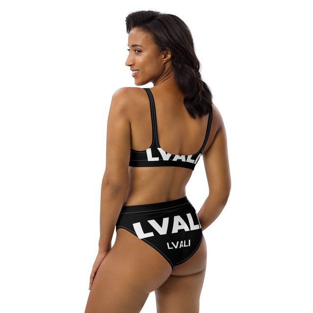 LVALI Pure MC Summer time Recycled high-waisted bikini White on Black