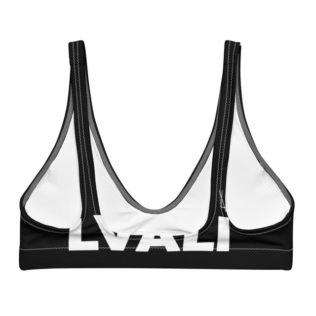 LVALI Pure Recycled padded bikini top - White on Black