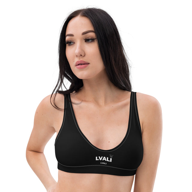 LVALI Pure Recycled padded bikini top - White on Black