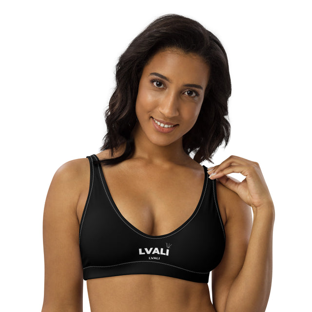 LVALI Pure Recycled padded bikini top - White on Black