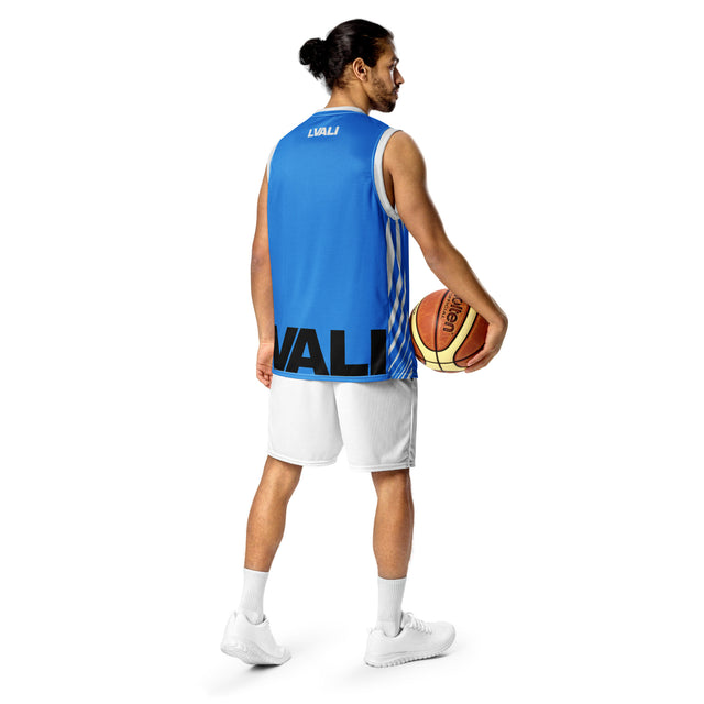 LVALI Blue Eyes Recycled unisex basketball jersey