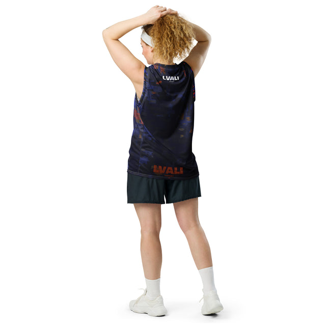 LVALI Bright Orange Recycled unisex basketball jersey