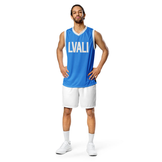 LVALI Blue Eyes Recycled unisex basketball jersey