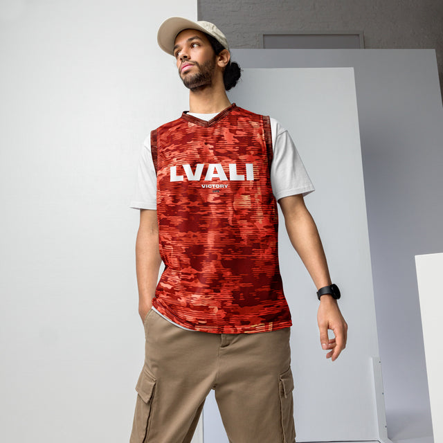 LVALI GI Red Recycled unisex basketball jersey