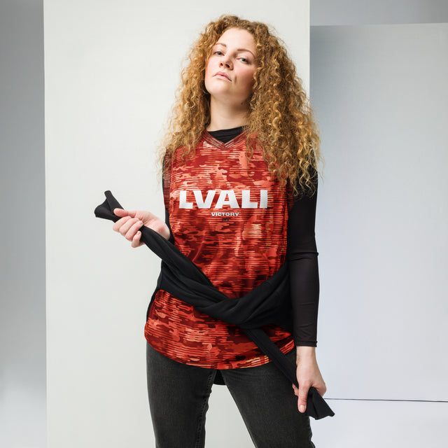 LVALI GI Red Recycled unisex basketball jersey