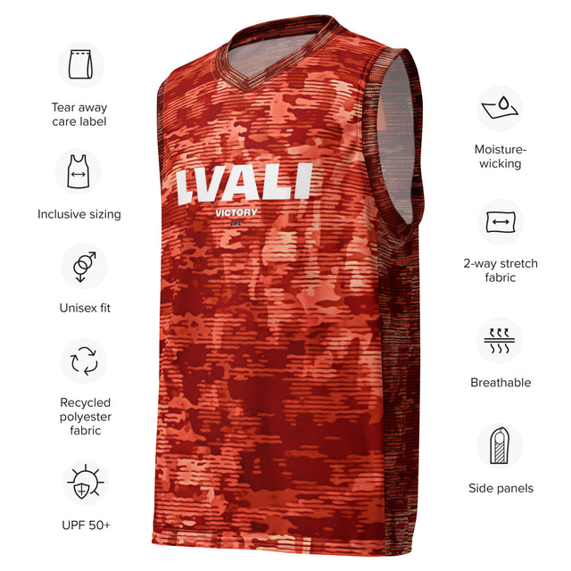 LVALI GI Red Recycled unisex basketball jersey