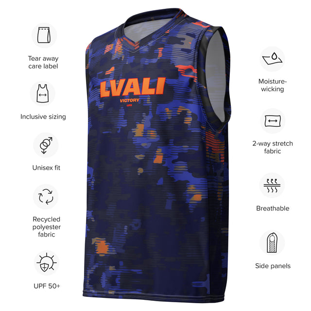 LVALI Bright Orange Recycled unisex basketball jersey