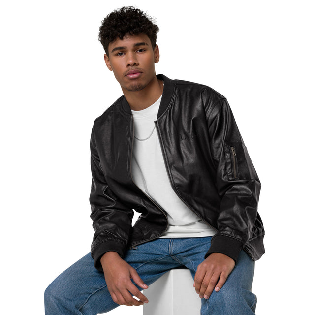 LVALI Leather Bomber Jacket