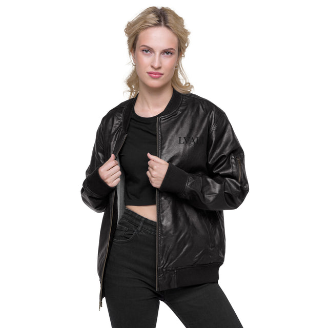 LVALI Leather Bomber Jacket