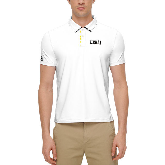 LVALI Light Men's Slim Fit Short-Sleeve Polo Shirt-Heavyweight 225g