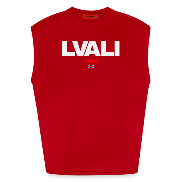 LVALI Bold Heavyweight Oversized Organic Tank Top - red